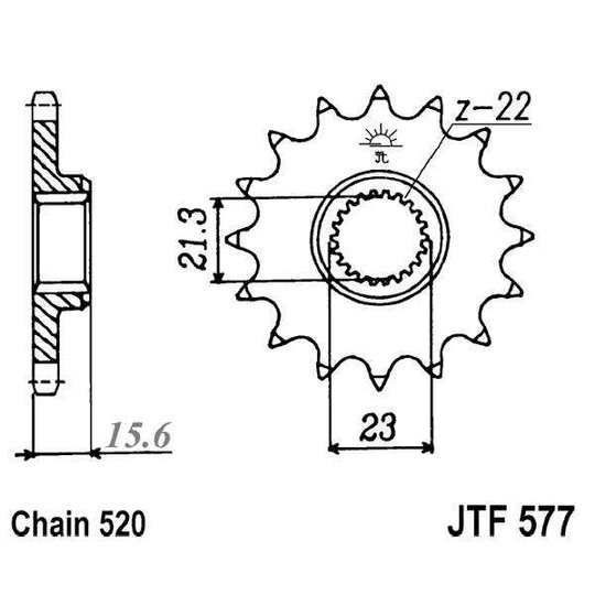 Reťazové koliečko JT JTF 577-15RB 15T, 520 pogumované